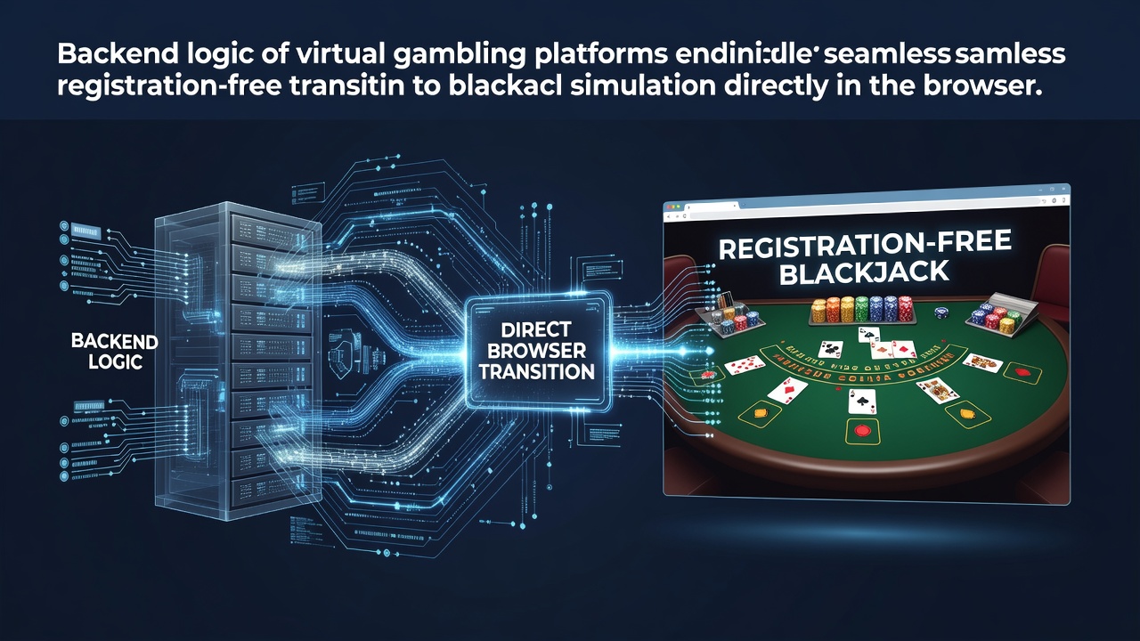 Backend architecture diagram showing server-side routing for blackjack simulations