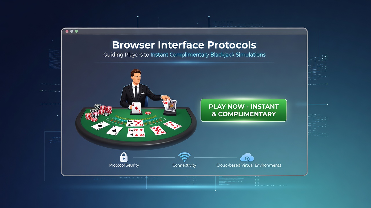 Browser interface displaying navigation elements that connect users to virtual blackjack practice environments