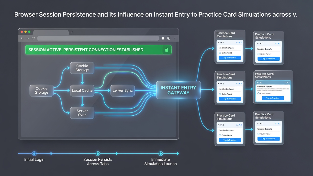 Diagram illustrating data flow between browser storage and card simulation servers