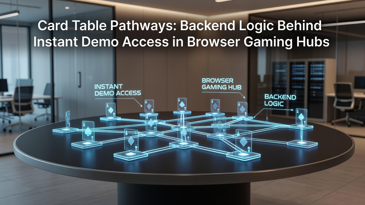Backend server architecture diagram showing card table routing pathways in browser gaming platforms