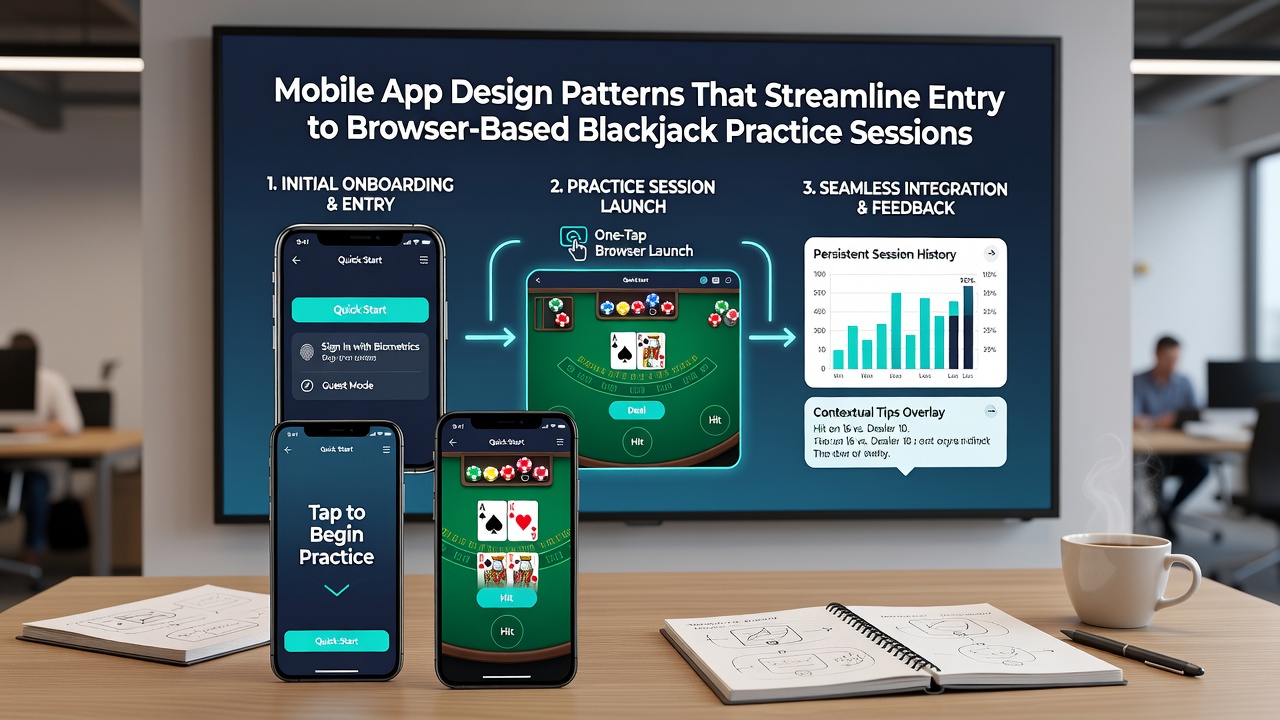 Detailed view of mobile design elements routing users to instant blackjack demos