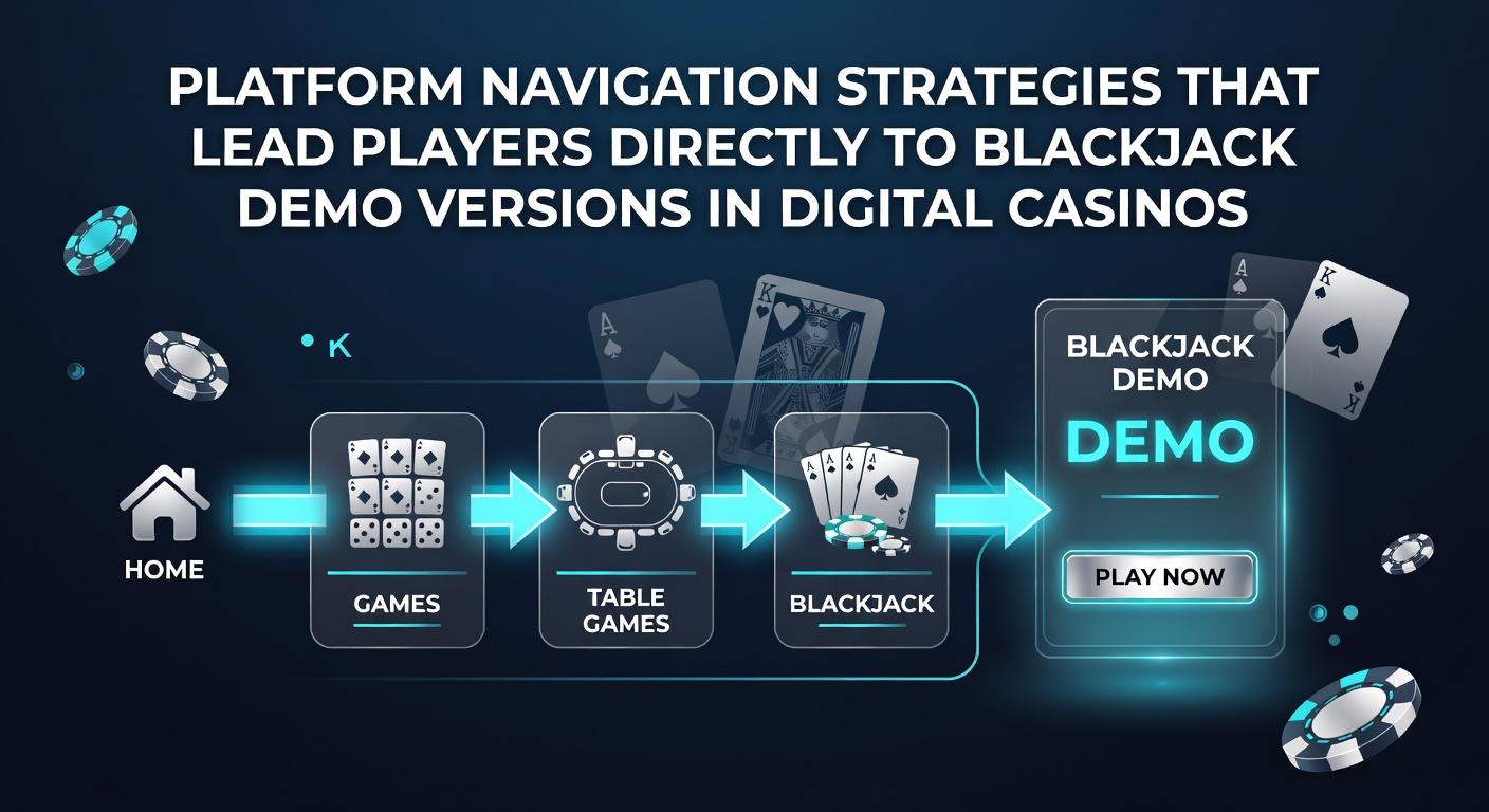 Digital casino homepage layout showing navigation menu with direct links to blackjack practice sections