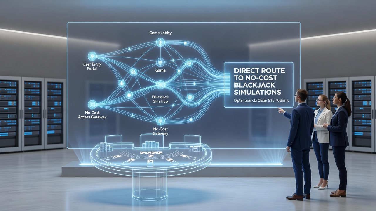 Illustration of backend routing mechanisms connecting casino homepage elements to free blackjack practice interfaces